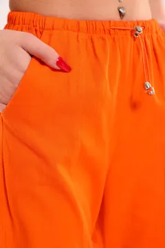 Kadın Bel Lastikli Bol Paça Tarz Pantolon Orange