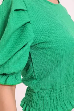 Kadın Beli Gipeli Karpuz Kol Bluz Yeşil