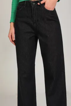 Kadın Bol Paça Yüksek Bel Jeans Pantolon K.antrasit