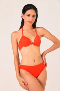 Kadın Boyundan Bağlamalı Hafif Destekli Bikini Takım Orange