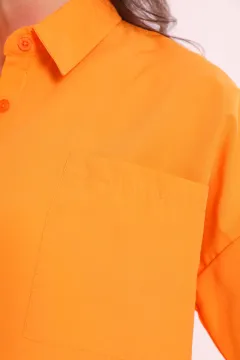 Kadın Çift Cepli Salaş Gömlek Orange