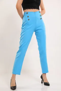 Kadın Çimali Düğme Detaylı Pantolon Mavi