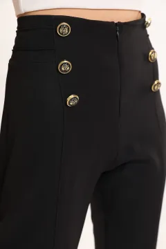 Kadın Çimali Düğme Detaylı Pantolon Siyah