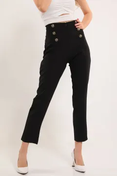 Kadın Çimali Düğme Detaylı Pantolon Siyah