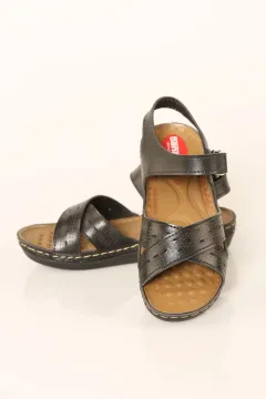 Kadın Cırtcırtlı Sandalet Siyah