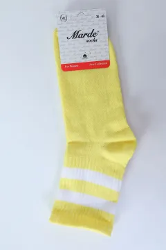 Kadın Cizgili Kolej Çorap (36-40 Uyumludur) Sarıbeyaz