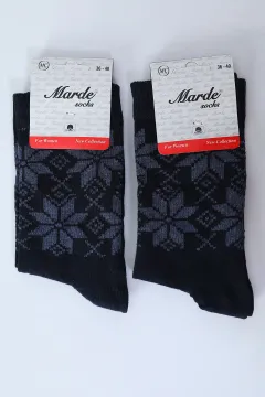 Kadın Desenli 2 Li Soket Çorap (36-40 Uyumludur) Lacivert
