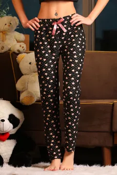 Kadın Desenli Alt Pijama Siyah
