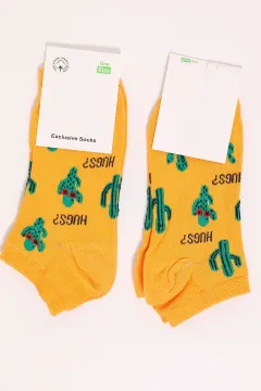 Kadın Desenli İkili Patik Çorap (35-40 Beden Uyumludur) Hardal