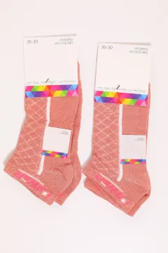 Kadın Desenli İkili Patik Çorap (36-39 Beden Aralığında Uyumludur) Koyupudra