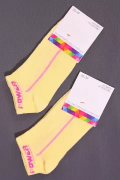 Kadın Desenli İkili Patik Çorap (36-39 Beden Aralığında Uyumludur) Sarı