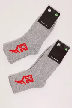 Kadın Desenli İkili Soket Çorap (35-40 Beden Aralığında Uyumludur) Gri