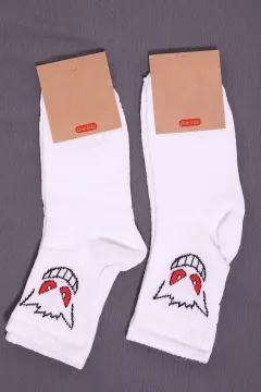 Kadın Desenli İkili Soket Çorap (36-42 Beden Aralığında Uygundur) Beyaz