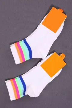 Kadın Desenli İkili Soket Çorap(36-40 Beden Aralığında Uyumludur) Beyaz