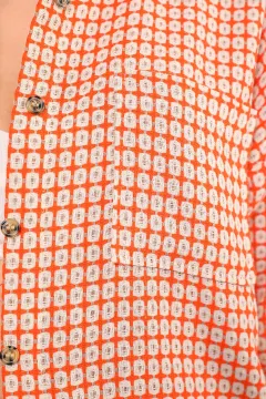 Kadın Desenli Ön Cep Detaylı Gömlek Orange