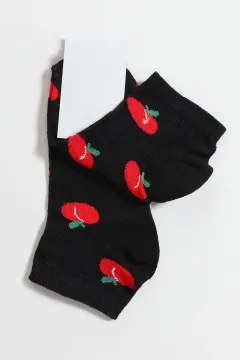 Kadın Desenli Patik Çorap Siyah