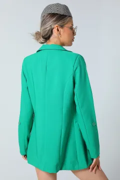 Kadın Düğmeli Blazer Ceket Yeşil