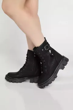 Kadın Fermuarlı Bağcıklı Bot Siyah