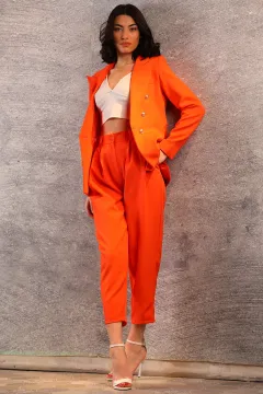 Kadın Fermuarlı Tarz Havuç Pantolon Orange