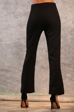 Kadın Fermuarlı Çimalı Pantolon Siyah