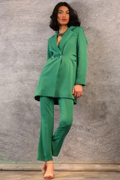 Kadın Fermuarlı Çimalı Pantolon Yeşil