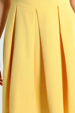 Kadın Kalın Askılı Abiye Elbise Sarı