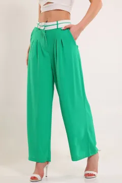 Kadın Kemer Biyeli Aerobin Pantolon Yeşil