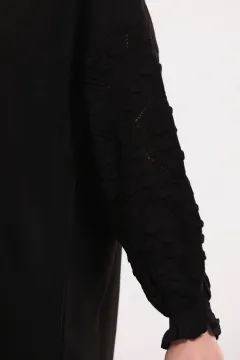 Kadın Kol Detaylı Triko Tunik Siyah