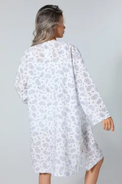 Kadın Lazer Kesim Desenli Kimono Hırka Kremlacivert