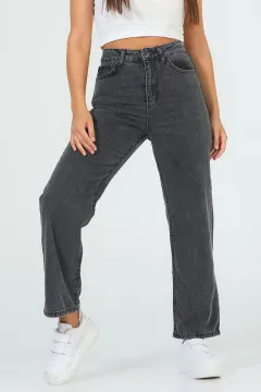 Kadın Mom Jeans Pantolon Antrasit