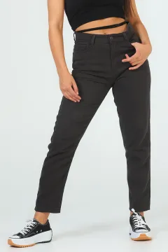 Kadın Mom Jeans Pantolon Füme