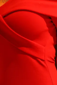 Kadın Ön Dekolteli Yırtmaçlı Abiye Elbise Kırmızı