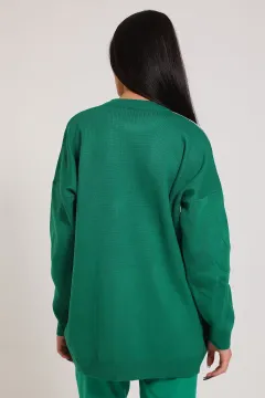 Kadın Ön Desenli Triko Tunik Yeşil