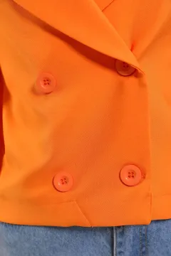 Kadın Ön Düğmeli Kısa Blazer Ceket Orange