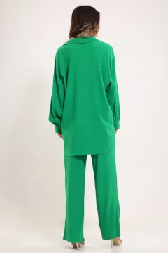 Kadın Örme Kumaş Kendinden Desenli İkili Takım Yeşil