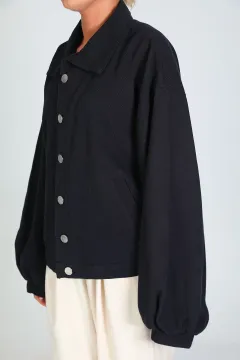 Kadın Oversize Balon Kol Ceket Siyah