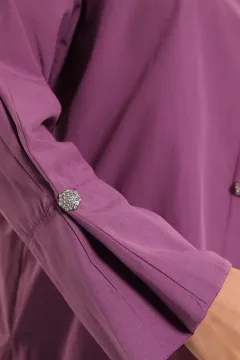 Kadın Oversize Düğme Taş Detaylı Gömlek K.lila