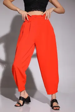 Kadın Paça Düğmeli Tarz Pantolon Orange