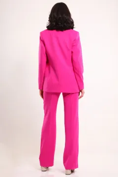 Kadın Palazzo Pantolon Blazer Ceket İkili Takım Fuşya