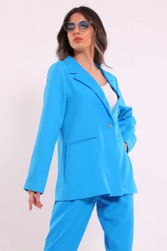 Kadın Palazzo Pantolon Ceket İkili Takım Mavi