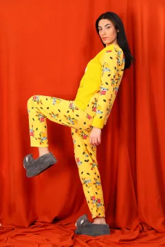 Kadın Peluş Pijama Takımı Sarı