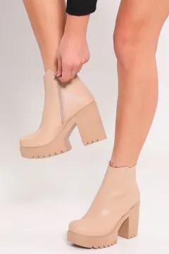 Kadın Platform Topuklu Bot Bej