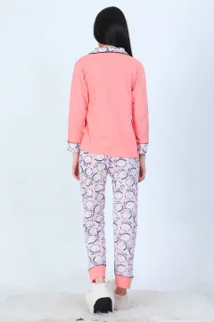 Kadın Ribanalı Pijama Takımı Somon
