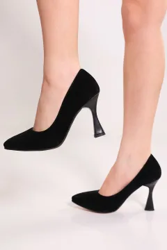 Kadın Sivri Burun Stiletto Topuklu Ayakkabı Siyahsüet