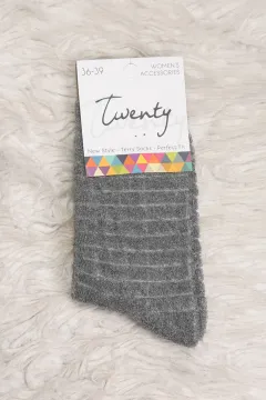 Kadın Soket Havlu Çorap (36-39 Uyumludur) Gri