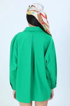 Kadın Tek Cepli Uzun Kol Gömlek Yeşil
