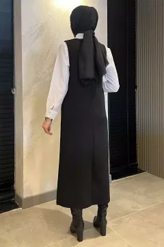 Kadın Tesettür Gömlek Jile Kombin Elbise Siyah