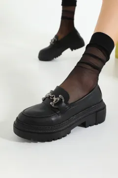 Kadın Tokalı Yüksek Taban Casual Ayakkabı Siyah