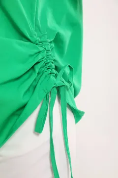 Kadın Yan Büzgülü Gömlek Yeşil
