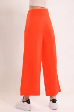 Kadın Yan Fermuarlı Bol Paça Pantolon Orange